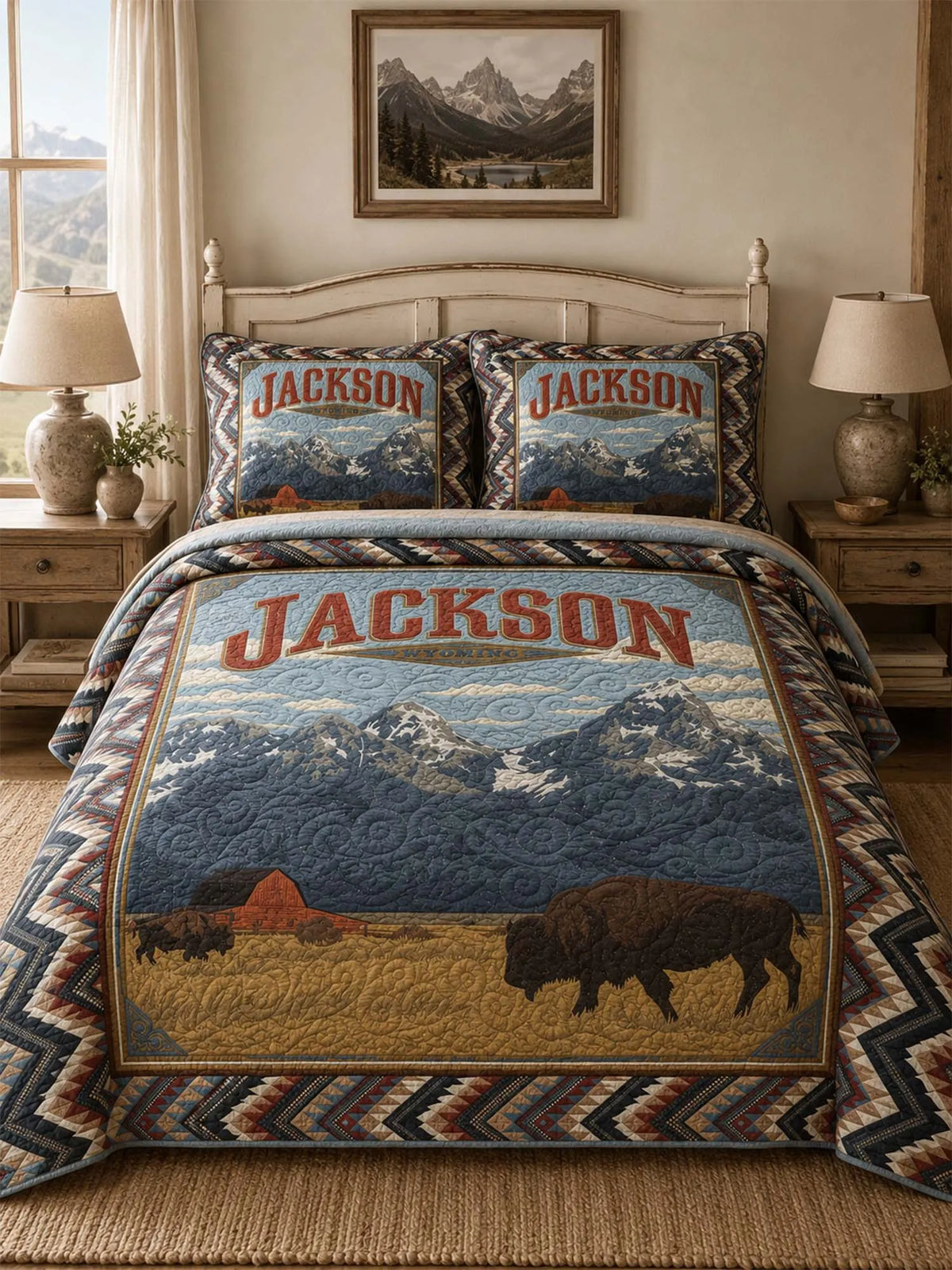 Jackson Wyoming Wilderness Quilted 3-Piece Bedding Set